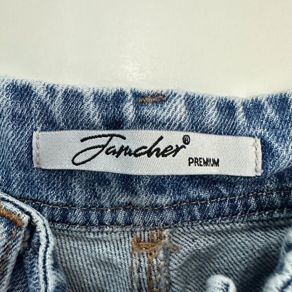 Jamcher High Rise Baggy Raw Hem Women's size 28 Medium Blue Denim Jeans - Picture 3 of 5